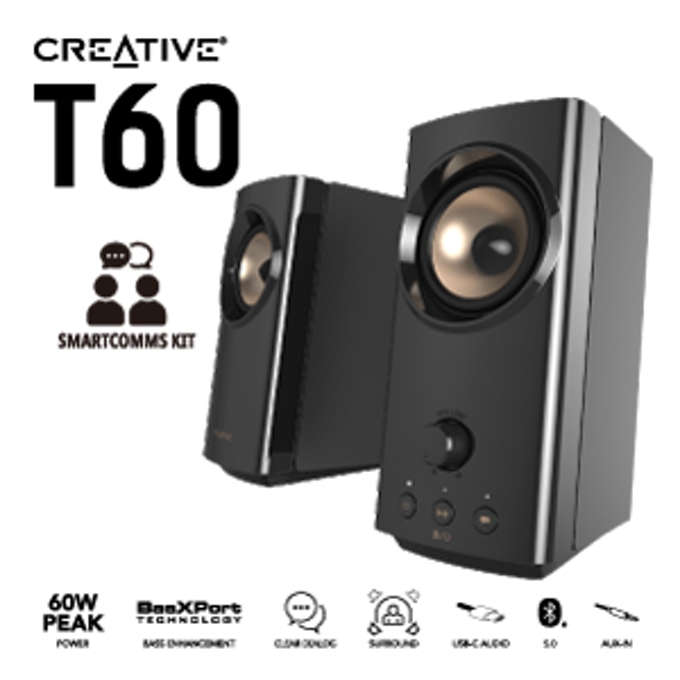 クリエイティブメディア、Hi-Fi デスクトップ PCスピーカー「Creative T60」
