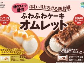 ファミリーマート、「ふわふわケーキオムレット チーズ/チョコ」