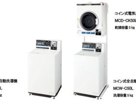 アクア、業務用コイン式全自動洗濯機2機種と業務用コイン式電気衣類乾燥機を発売