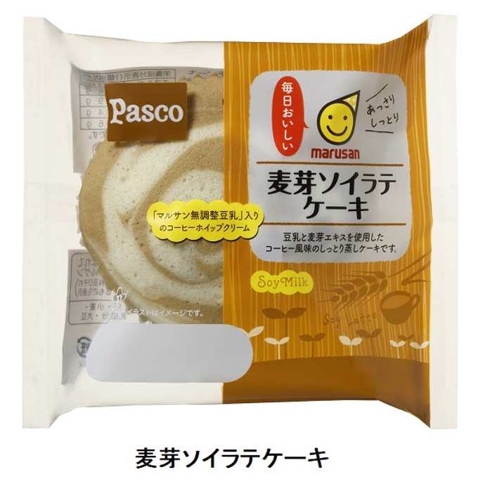 敷島製パン、「マルサン無調整豆乳」とコラボした「麦芽ソイラテケーキ」を地域限定で発売