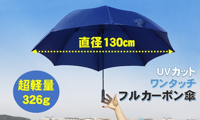 Office85、直径130cmのビッグサイズ・ワンタッチ・UVカットの軽くて強いフルカーボン傘をMakuake(マクアケ）にて販売開始