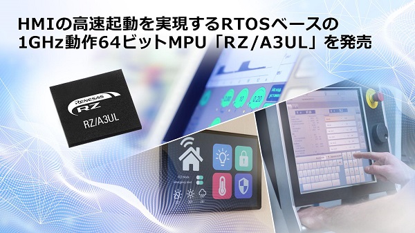 ルネサス、高精細HMIと高速起動の両立を実現するRTOSベースの1GHz動作64ビットMPU「RZ/A3UL」を発売