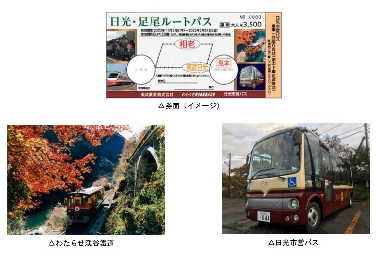 東武鉄道、「日光・足尾ルートパス」を期間限定発売