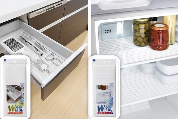 小久保工業所、銀とホタテ由来の抗菌剤で抗菌加工を施した「W抗菌キッチンの引き出し用シート」「W抗菌冷蔵庫用シート」を発売
