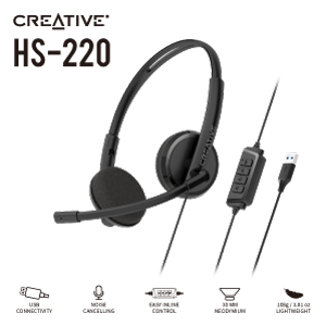 クリエイティブメディア、USBヘッドセット「［販売店限定］Creative HS-220」を発売