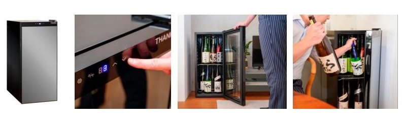 サンコー、一升瓶を2段縦置きできる日本酒冷蔵庫「俺の酒蔵 朝霧」を発売