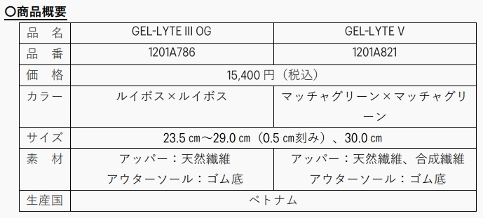 アシックス、FOOD TEXTILEと協業したシューズ「GEL-LYTE III OG」「GEL-LYTE V」を発売

