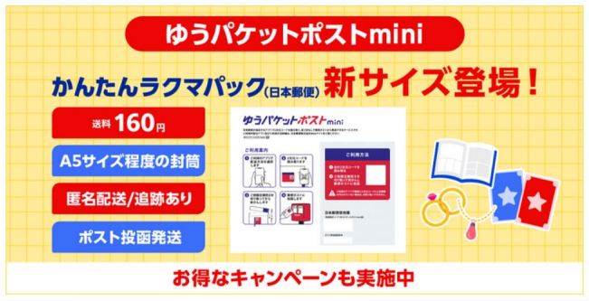 楽天グループ、「楽天ラクマ」が日本郵便と連携し「ゆうパケットポスト mini」を提供開始