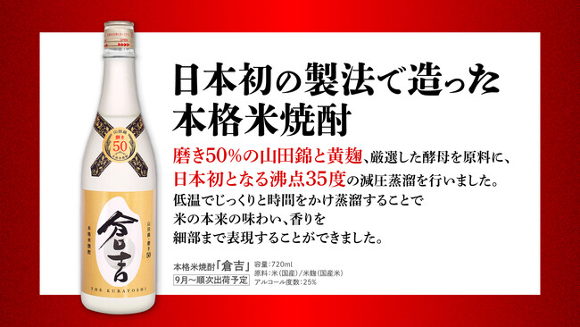 松井酒造、日本初の製法で作ったこだわりの本格米焼酎「倉吉」を発売