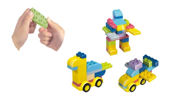 ハック、やわらか素材の組立ブロック「やわらかブロック はらたく建設車」を発売