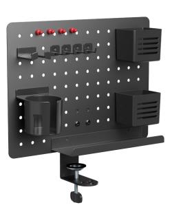 サンコー、クランプ式回転スチール有孔ボード「デスクパネル360」を発売