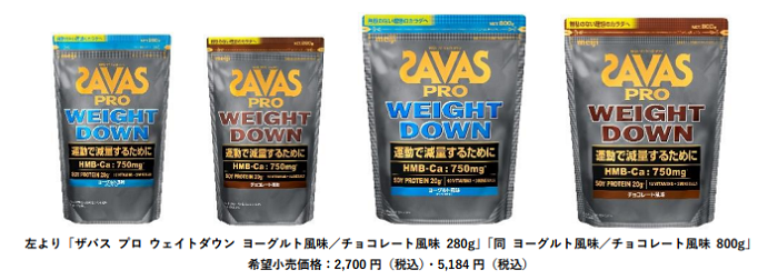 明治、「ザバス プロ ウェイトダウン ヨーグルト風味 800g/280g」などを発売