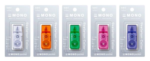 トンボ鉛筆、消しゴムサイズの修正テープ「モノポケット」にY2Kスケルトンカラーを限定発売