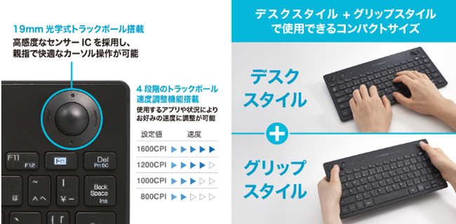 ナカバヤシ、「無線トラックボールキーボード」を発売
