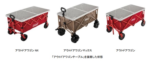ニューウェルブランズ・ジャパン、コールマンより「アウトドアワゴンテーブル」と「アウトドアワゴンプッシュハンドル」を発売