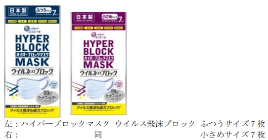 大王製紙、「エリエール ハイパーブロックマスク ウイルス飛沫ブロック ふつうサイズ7枚/小さめサイズ7枚」