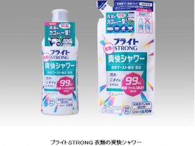 ライオン、洗濯用プレ洗剤「ブライトSTRONG(ストロング) 衣類の爽快シャワー」