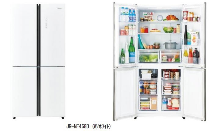 ハイアールジャパンセールス、「バタフライ フラップシリーズ」の468L冷凍冷蔵庫