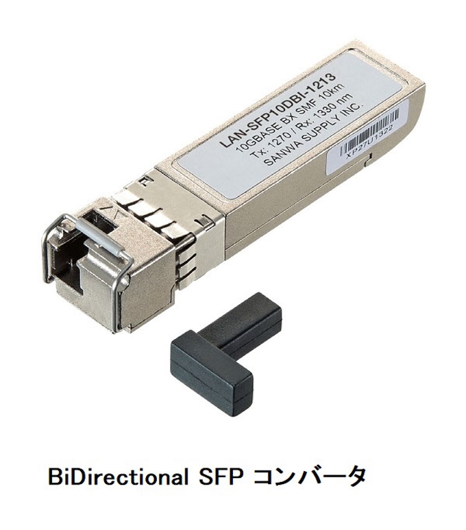 サンワサプライ、デジタル診断監視DDMI対応 一芯双方向タイプの「BiDi SFPコンバーター」