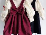 イエロー、enchantepetit ～子供服～【ジャンパースカート ワンピース コーデュロイ ラメ リボン 全2色】が販売開始しました