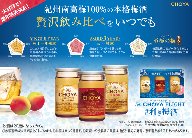 チョーヤ梅酒、「The CHOYA FLIGHT（ザ・チョーヤフライト） #利き梅酒」を発売