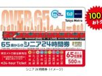 東京メトロ、「シニア東京メトロ 24時間券」を数量限定発売