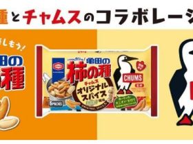 亀田製菓、「CHUMS」との異業種コラボ商品「164g 亀田の柿の種 チャムスオリジナルスパイス」を期間限定発売