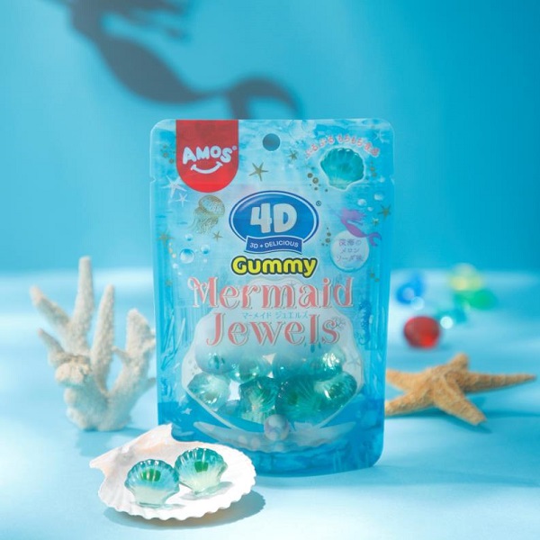 カンロ、立体型グミ「4D グミ」シリーズからジュレ入り貝殻型グミ「4D グミマーメイドジュエルズ」を発売