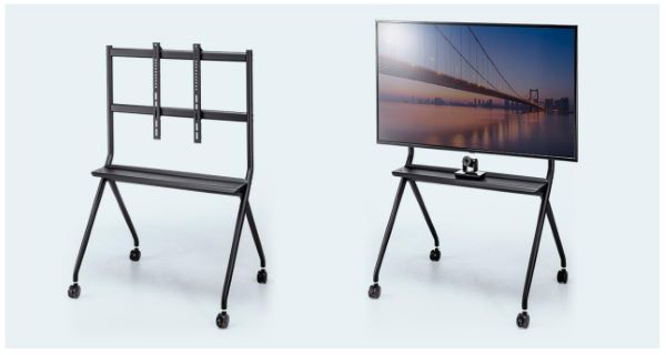 サンワサプライ、テレビ会議システム内蔵ディスプレイ・電子黒板の設置に最適な高耐荷重ディスプレイスタンドを発売