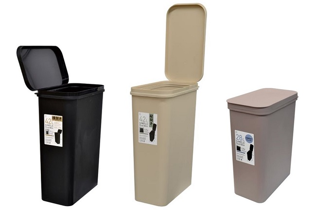 小久保工業所、フタ付きゴミ箱「シンプルダストボックス」3タイプ各3色を発売