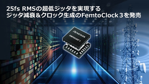 ルネサス、ジッタアッテネータ&クロックジェネレータ「FemtoClock 3」ファミリを発売