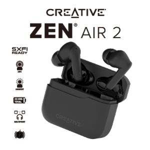クリエイティブメディア、ANC完全ワイヤレスイヤホン「Creative Zen Air 2」を直販限定発売