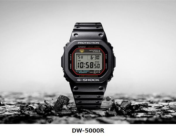 カシオ、耐衝撃ウオッチ「G-SHOCK」初号機「DW-5000C」の復刻モデル「DW-5000R」を発売