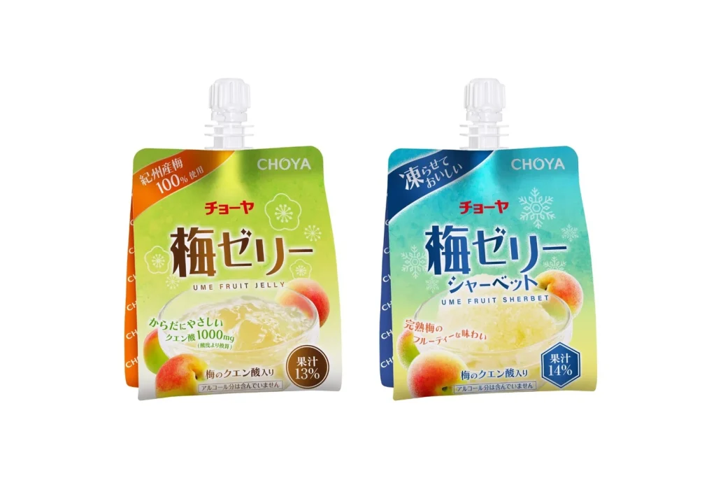 チョーヤ梅酒、チョーヤのパウチ入り「梅ゼリー」「梅ゼリー シャーベット」をリニューアル発売