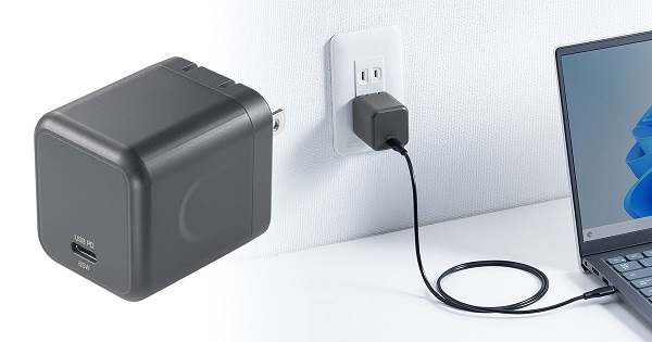 サンワサプライ、次世代半導体GaNを採用したUSB Type-C対応ACアダプタ「ACA-PD105BK」を発売