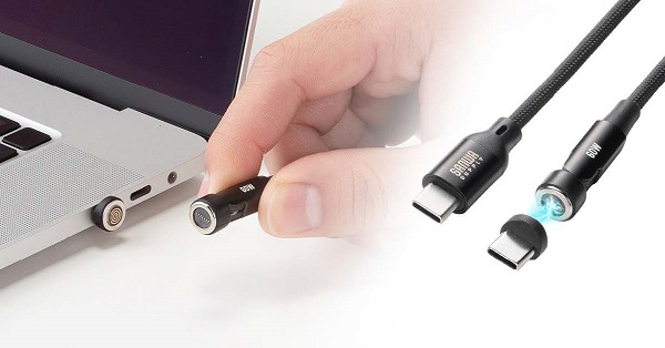 サンワサプライ、ピタッと磁石で簡単脱着できるUSB PD60W対応のType-Cマグネットコネクタケーブルを発売