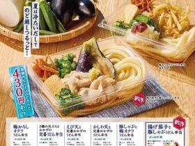 丸亀製麺、持ち帰り専用商品「丸亀うどん弁当」から「揚げ茄子と豚しゃぶうどん弁当」を期間限定販売