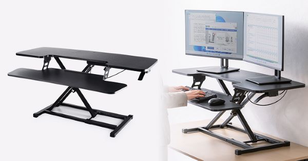 サンワサプライ、昇降デスク化できるガス圧リフトアップデスク「MR-ERGST6BK」を発売