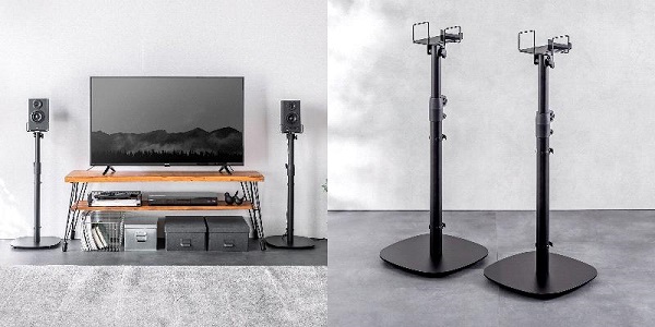 サンワサプライ、「サンワダイレクト」で高さ・角度が調整可能なフロアー用小型スピーカースタンドを発売