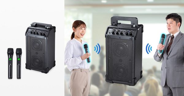 サンワサプライ、ワイヤレスマイク付き拡声器スピーカー「MM-SPAMP21」を発売