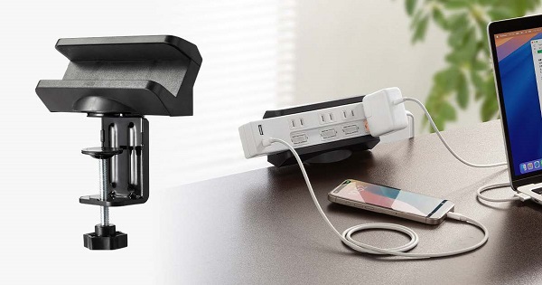 サンワサプライ、タップをデスクにがっちり固定できる電源タップホルダーを発売
