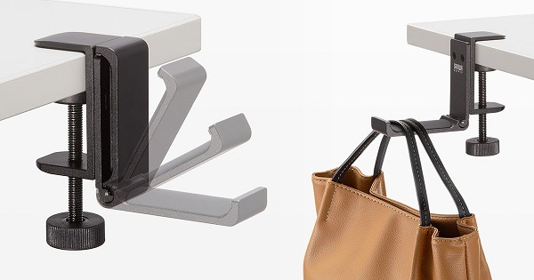 サンワサプライ、金属製クランプでしっかり固定できる折りたたみ式バッグハンガー「PDA-STN86BK」を発売