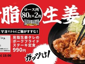 松屋フーズ、とんかつ専門店の「松のや」で「背脂生姜タレのポークフライドステーキ定食」を発売
